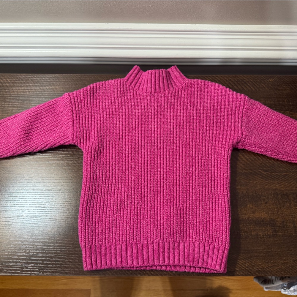 Old Navy Pink Cowl Neck Sweater with Ribbed Texture